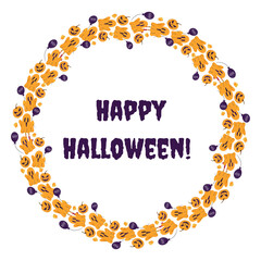 Halloween wreath with space to insert text. Vector illustration