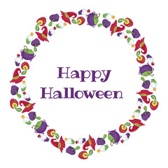 Halloween wreath with space to insert text. Vector illustration