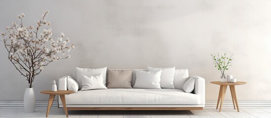 Scandi style white living room with couch ing