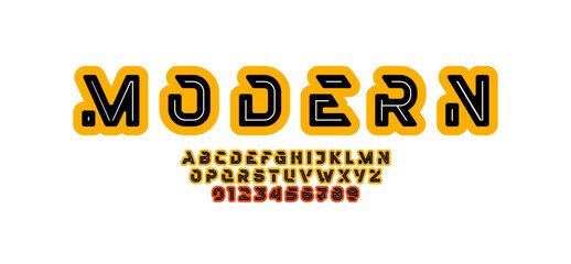 Abstract futuristic alphabet font, Latin letters and Arab numerals, vector illustration 10EPS