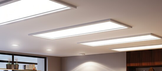 Office building light fixture with modern design and LED technology - Powered by Adobe