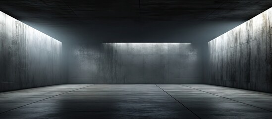 Night view of an illuminated empty abstract concrete room Architectural ing