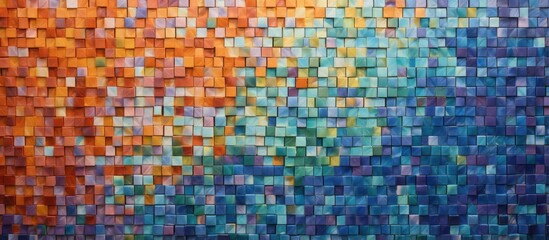 Multi colored mosaic wall tile for copying space backdrop