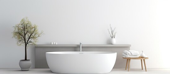 Spa inspired luxury bathroom with a beautiful white bathtub decoration