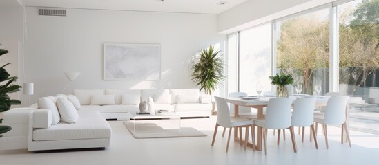 Bright and white dining area in the living room