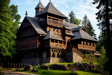 old wooden european castle