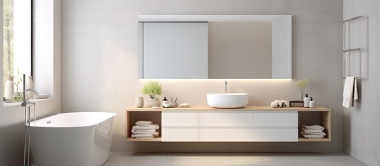 Fototapeta na wymiar Contemporary bathroom in a new home