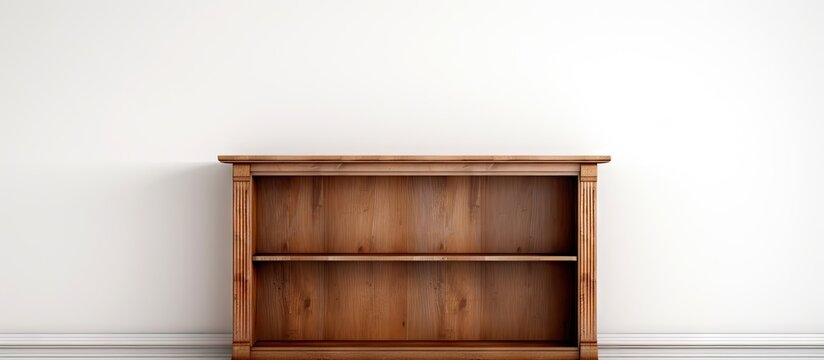 White background holding a wooden cabinet