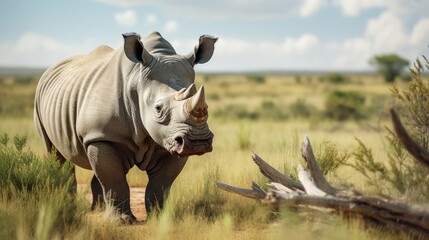Fototapeta premium rhino in the field