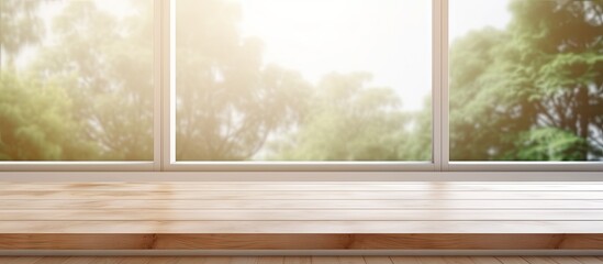 Product display with blurred window background on a wooden table