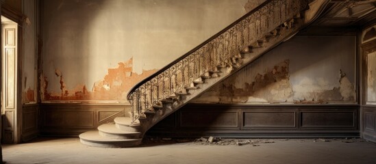 Old house stairs and handrail