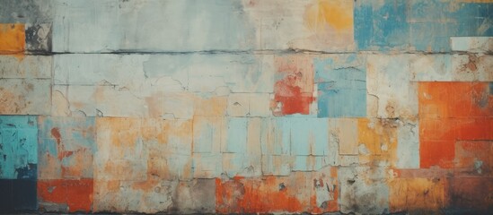 Vintage abstract art wall advertising in color with various backgrounds and textures