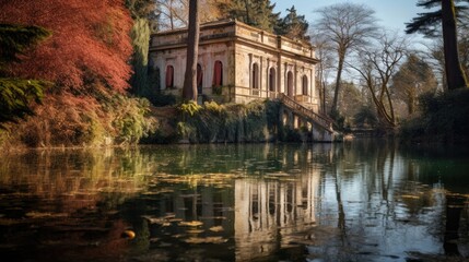 Obraz premium An old Villa at a lake