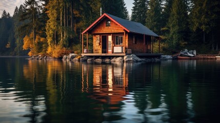 Obraz premium A Cabin at a lake