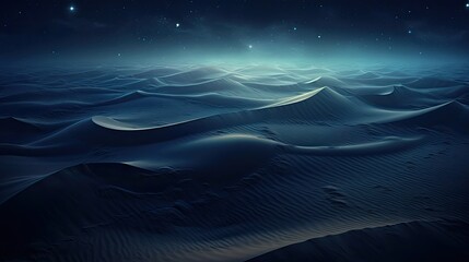 fantastic dunes in the desert at night with sparkling stars high angle aerial view