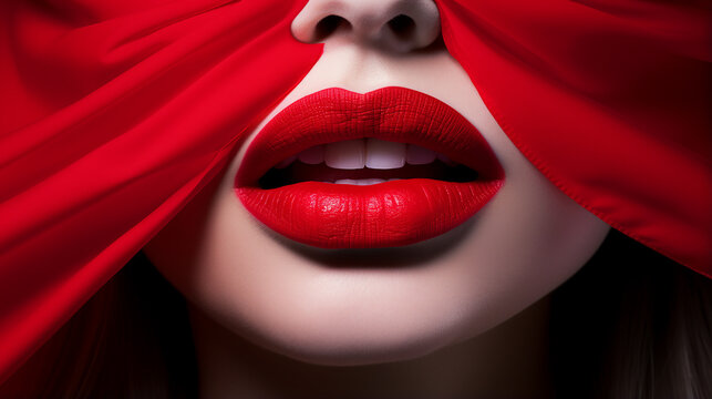 bandeira de boca vermelha sedutora atraente paix&atilde;o de senhora