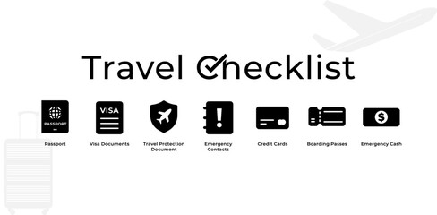 Travel Checklist and Icon Set Banner