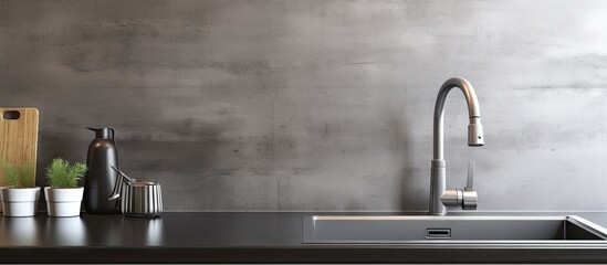 Kitchen sink with metal tap