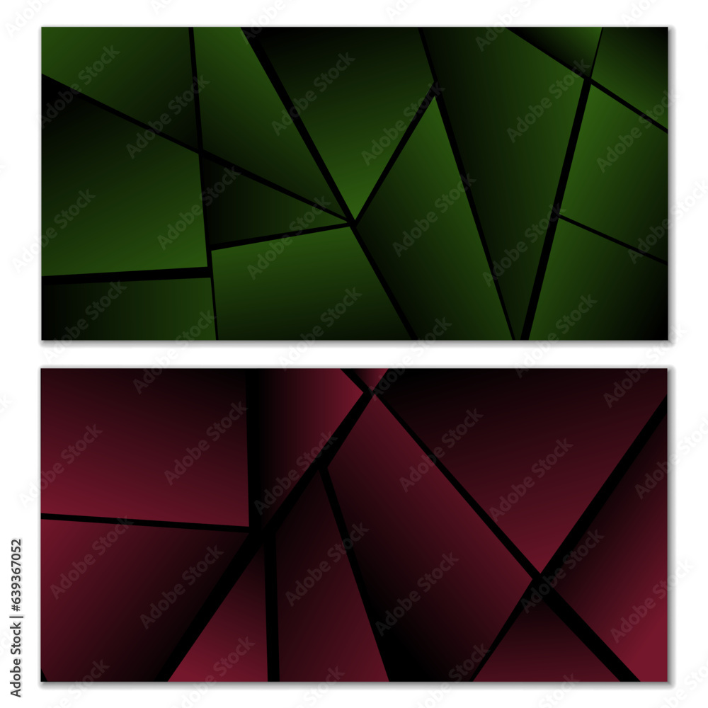 Wall mural abstract polygonal pattern. set of two dark gradient polygonal backgrounds. background design, cover