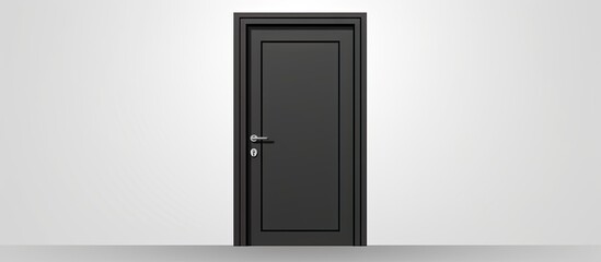 Plain black door symbol on grey backdrop Graphic representation