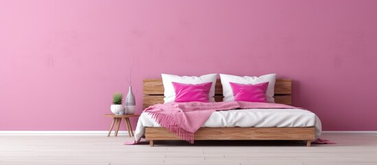 ed magenta linen on a wooden twin size single bed