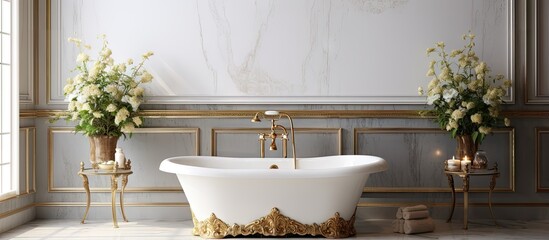 Elegant bathroom with a lavish tub