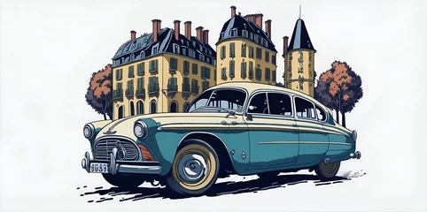 Foto op Canvas Retro style car. AI generated illustration © vector_master