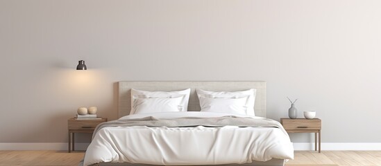 Fototapeta na wymiar White bed in the bedroom s interior