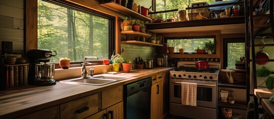 Naklejka premium Kitchen in a small truck home