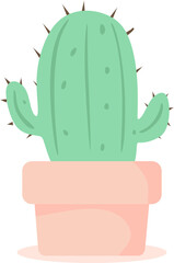 Pastel-Colored Cactus on Pot Illustration