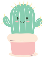 Cute Pastel Cartoon Cactus Illustration
