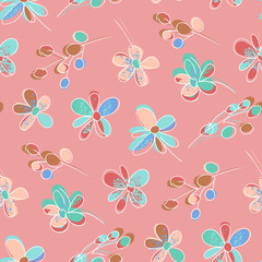 Decorative Flowers Seamless Pattern 