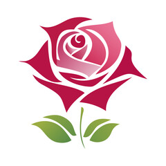 rose red silhouette logo tattoo style vector illustration