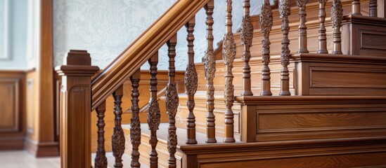 Wooden staircase railing