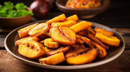 Golden, crispy African plantains, a beloved local staple in Nigeria, West Africa, and various other African nations.
