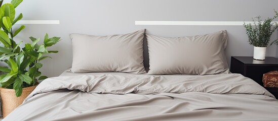 Neutral bedroom decor with new bedding for a cozy apartment