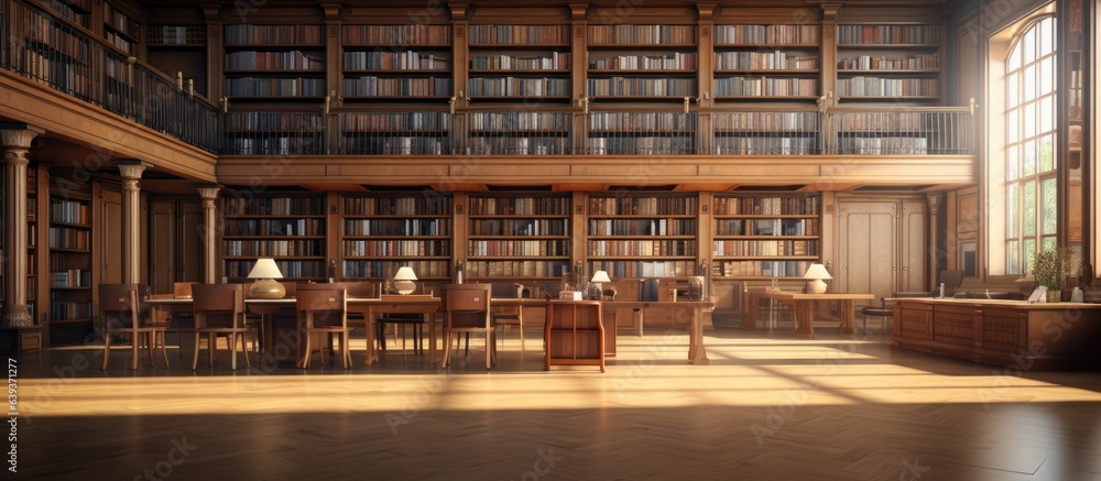 Poster Rendering of a private library interior in