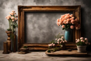 Fototapeta na wymiar frame with flowers and candle
