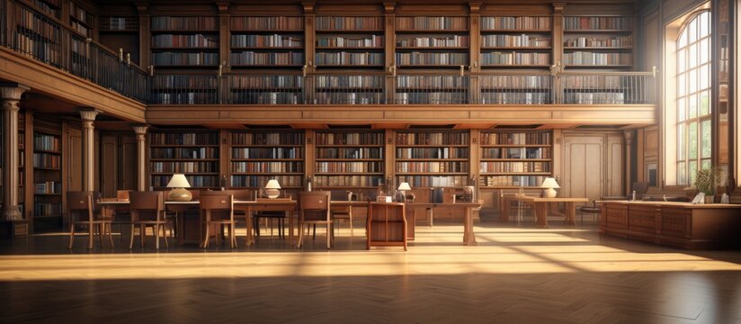 Rendering of a private library interior in