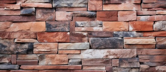 Obraz premium Granite stone walls with a seamless brick pattern texture as a background