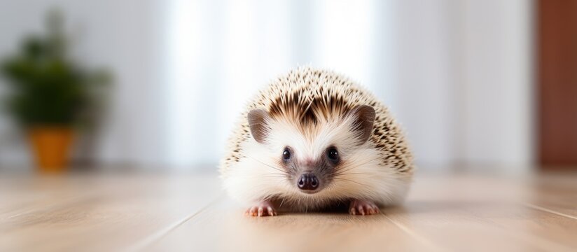 Portrait of a baby hedgehog indoors