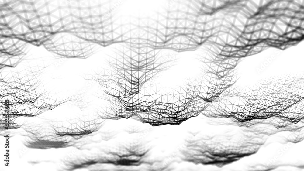 Poster abstract white landscape modern texture. futuristic retro mountains backdrop. big data visualization