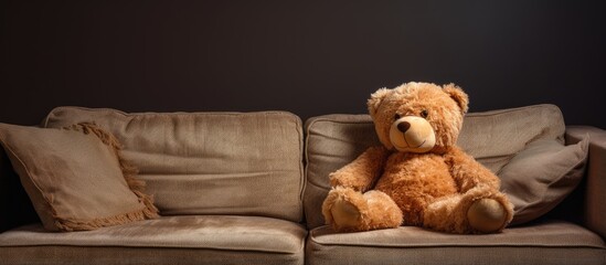 Teddy bear resting on couch