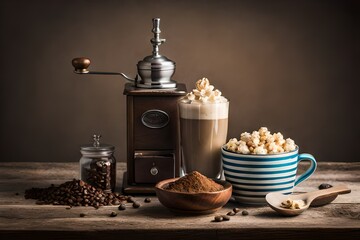 coffee grinder and coffee beans
