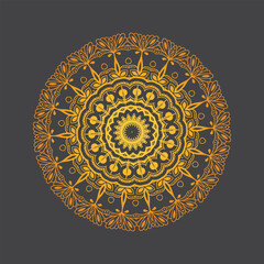 Luxury ornamental mandala design background in gold, Luxury wedding invitation, Ornamental floral corner frame, black background with gold mandala decoration