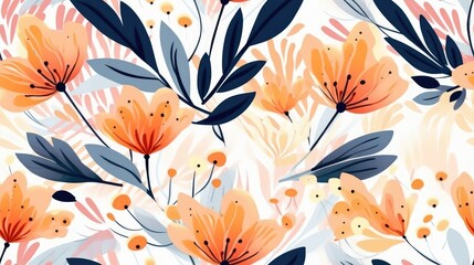 Beautiful flowers abstract seamless pattern isolated on white background. Generative AI