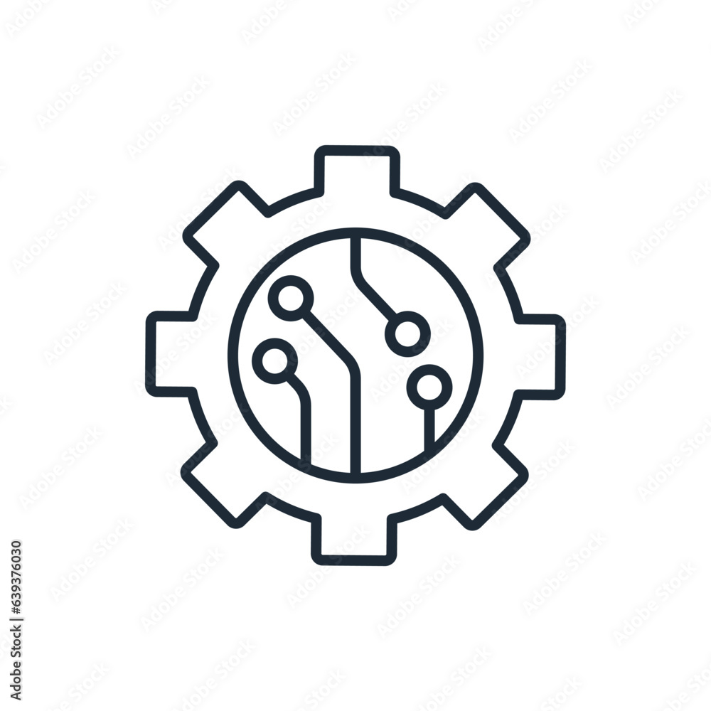 Poster electronic equipment. circuit, processor, microcircuit. new electronic systems. vector linear icon i