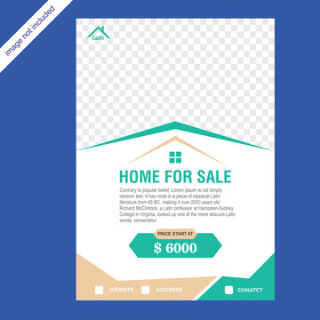 Home for Sale A4 Brochure Design Template Awesome eye-catching colors placeable images