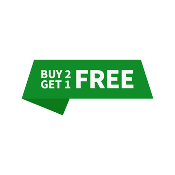 Buy Two Get One Free In Green Parallelogram Rectangle Shape For Advertising Sale
