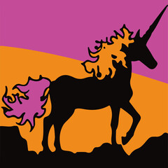 Unicorn illustration, square for patterns